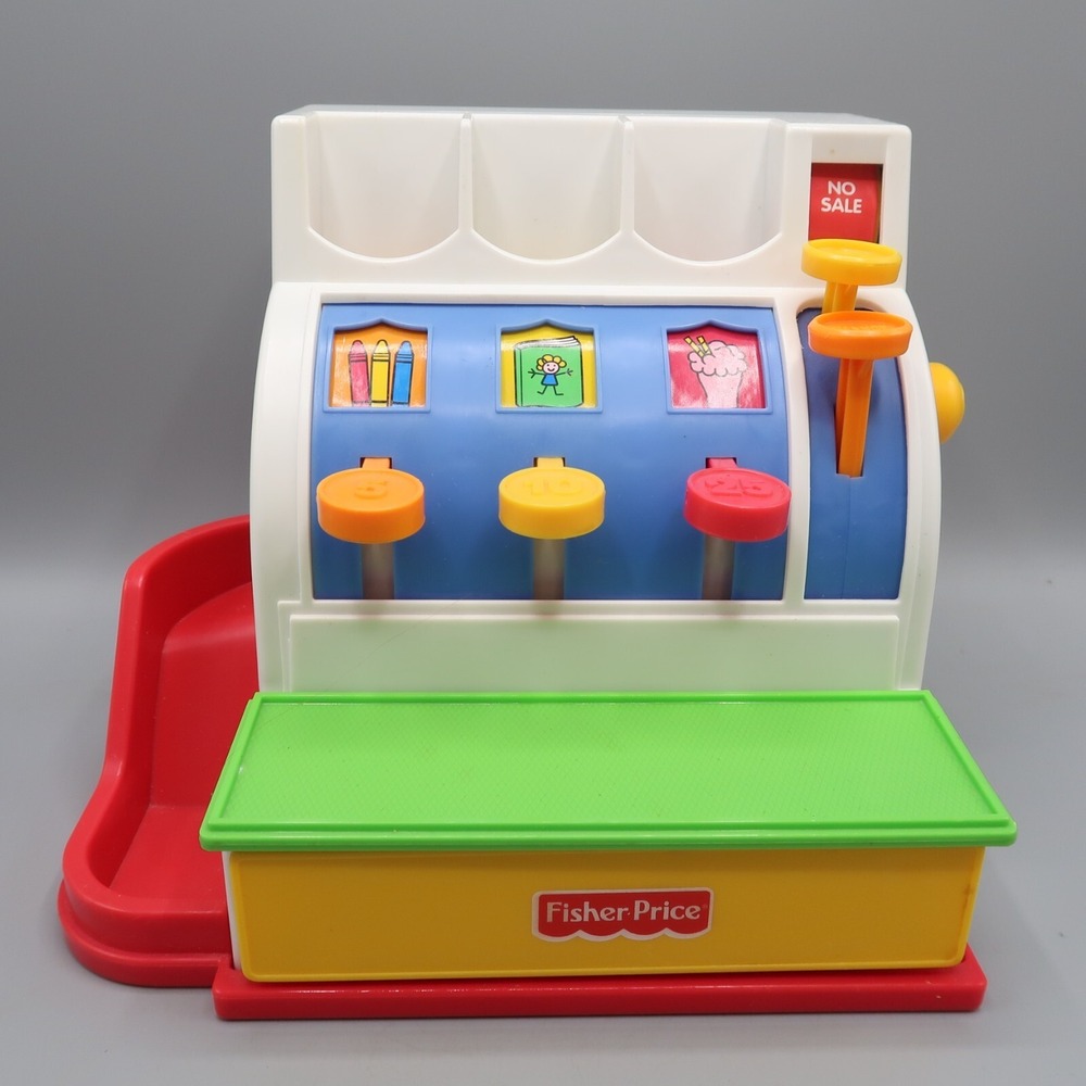 Fisher Price #72044 Cash Register Vintage 1994 4 Coins Red Yellow Orange